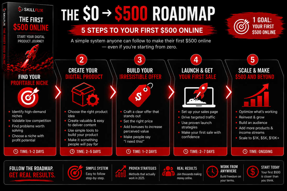 The First $500 Online — 30-Day Digital Income Roadmap