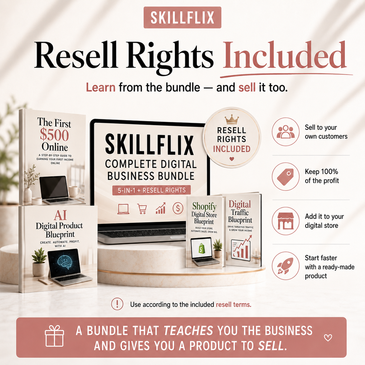 SKILLFLIX Complete Digital Business Bundle — 5-in-1 + Resell Rights