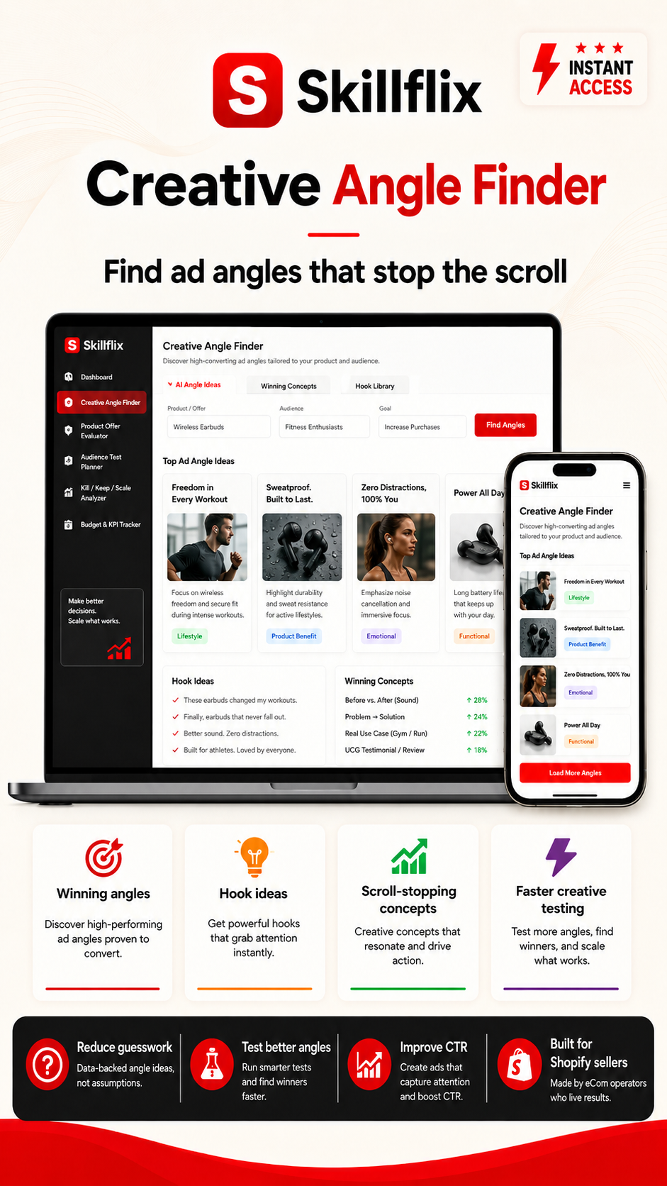 Skillflix Ads Decision Toolkit — 5 Interactive Ecommerce Tools