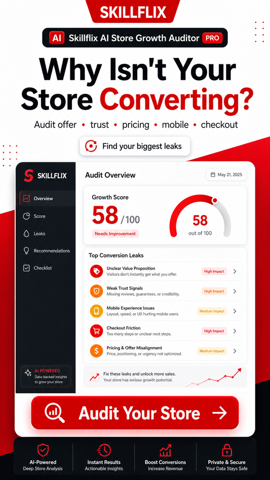Skillflix AI Store Growth Auditor PRO — Find What’s Blocking Your Sales