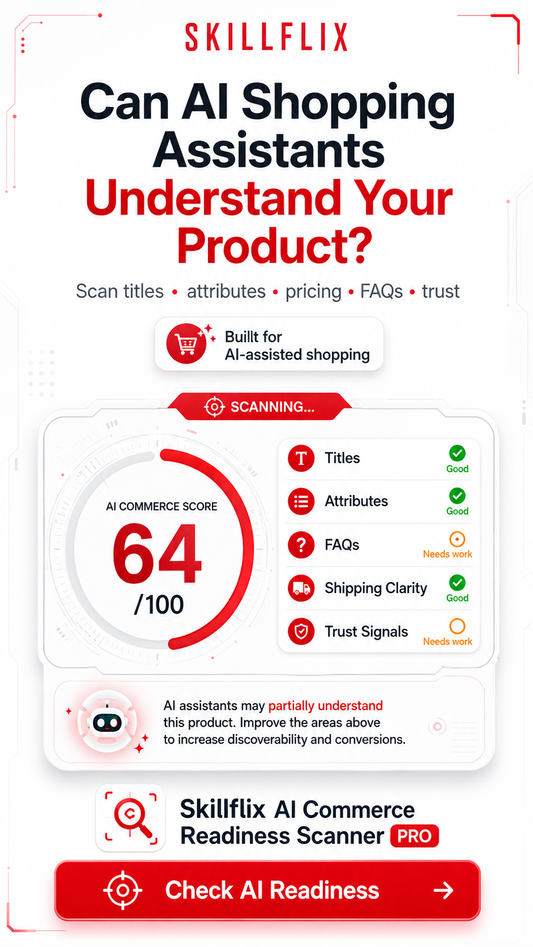 Skillflix AI Commerce Readiness Scanner PRO — Optimize Your Store for AI Shopping